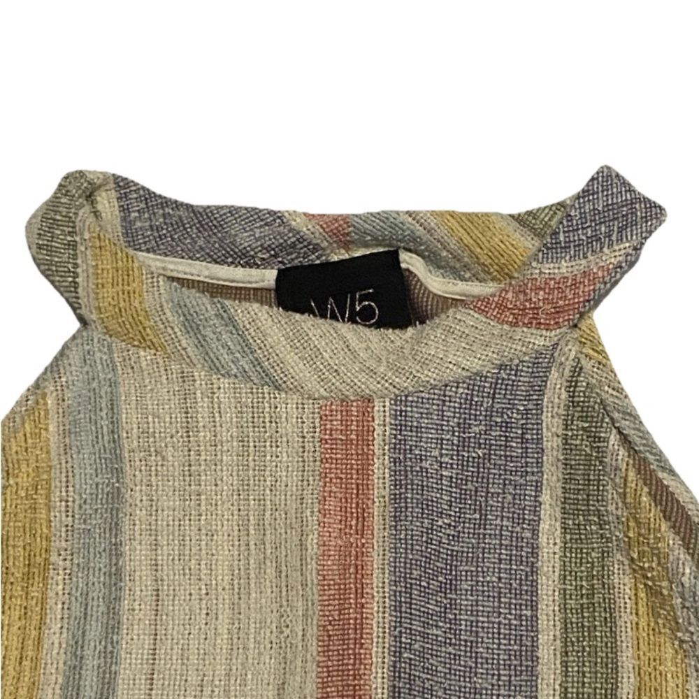 W5 Multicolor  XL  Striped Button Halter Tank Top - Picture 2 of 7